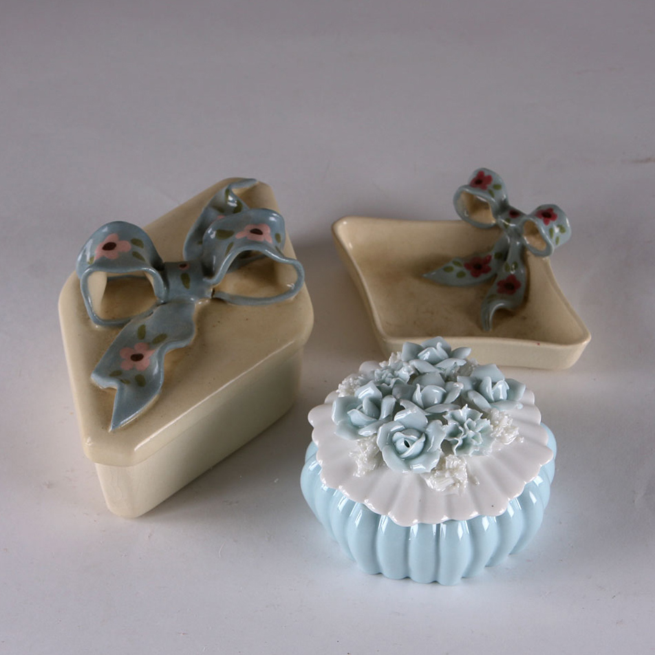 Vintage Vanity Tabletop Hand Painted Pieces