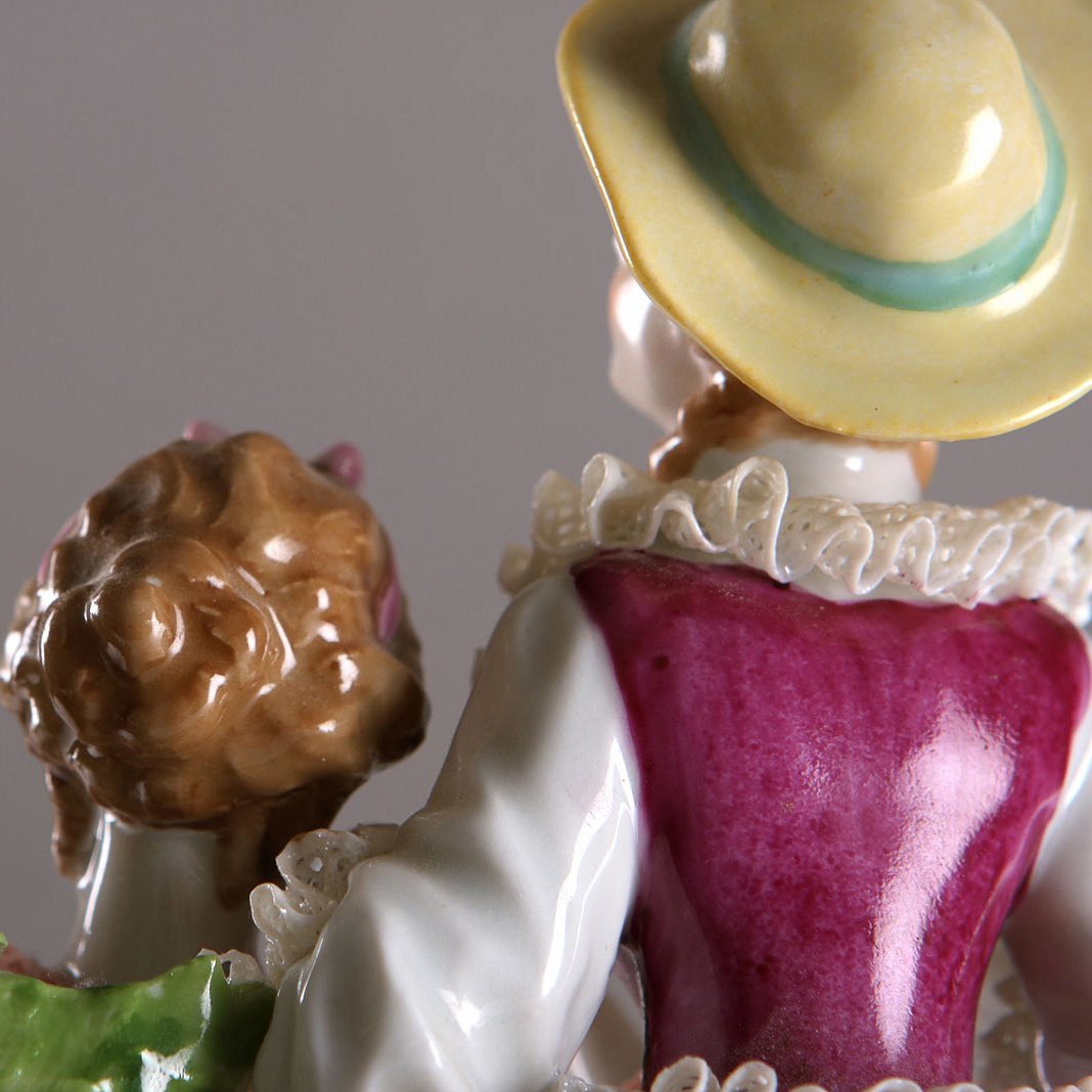 Unterweissbach Germany Dresden Lace Porcelain Ladies Figurine