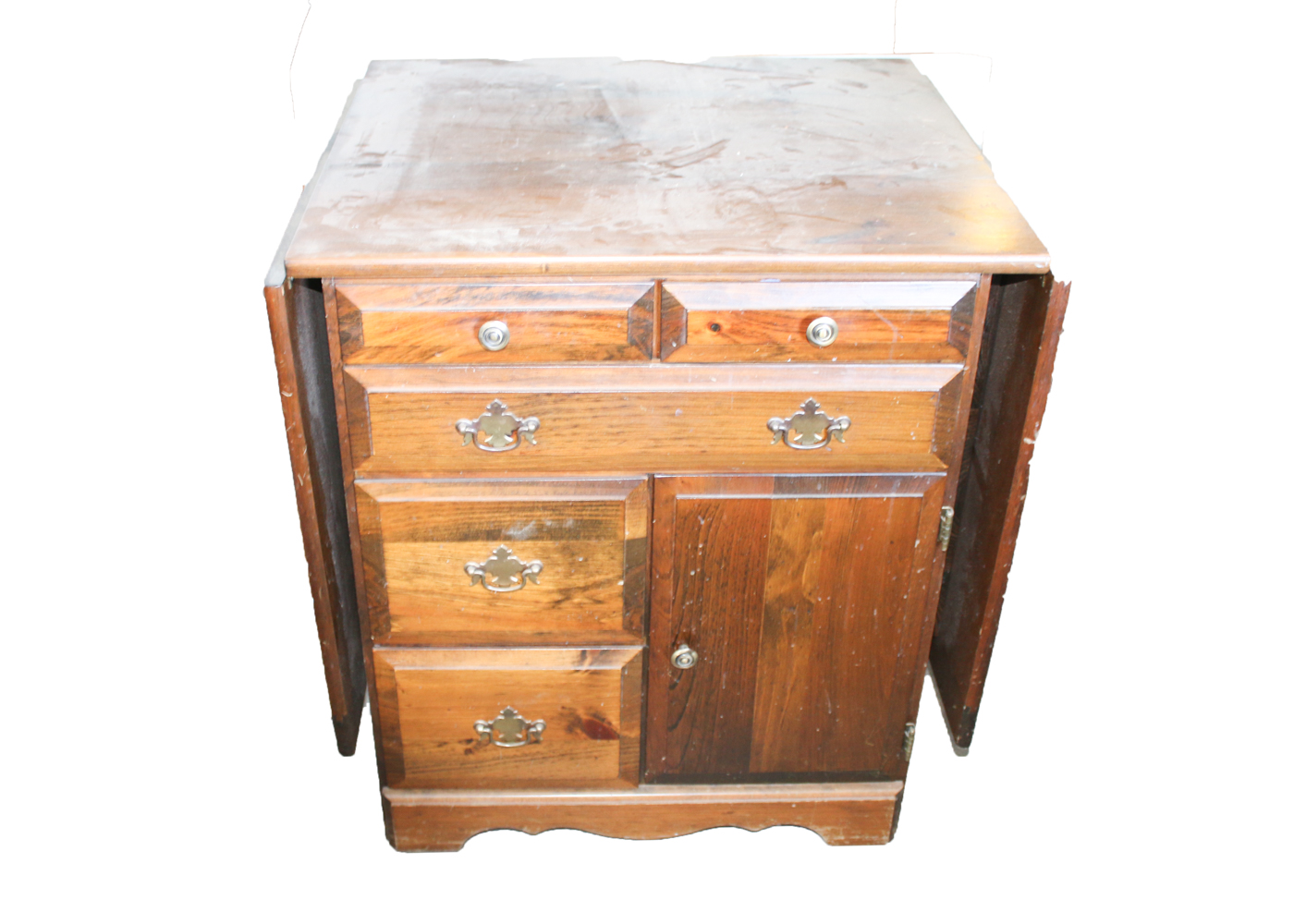 Wood Cabinet with Drop Leaf Sides