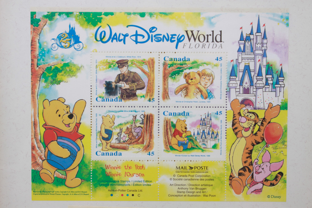 Framed Disney "Winnie the Pooh" Commemorative Canadian Stamp Set