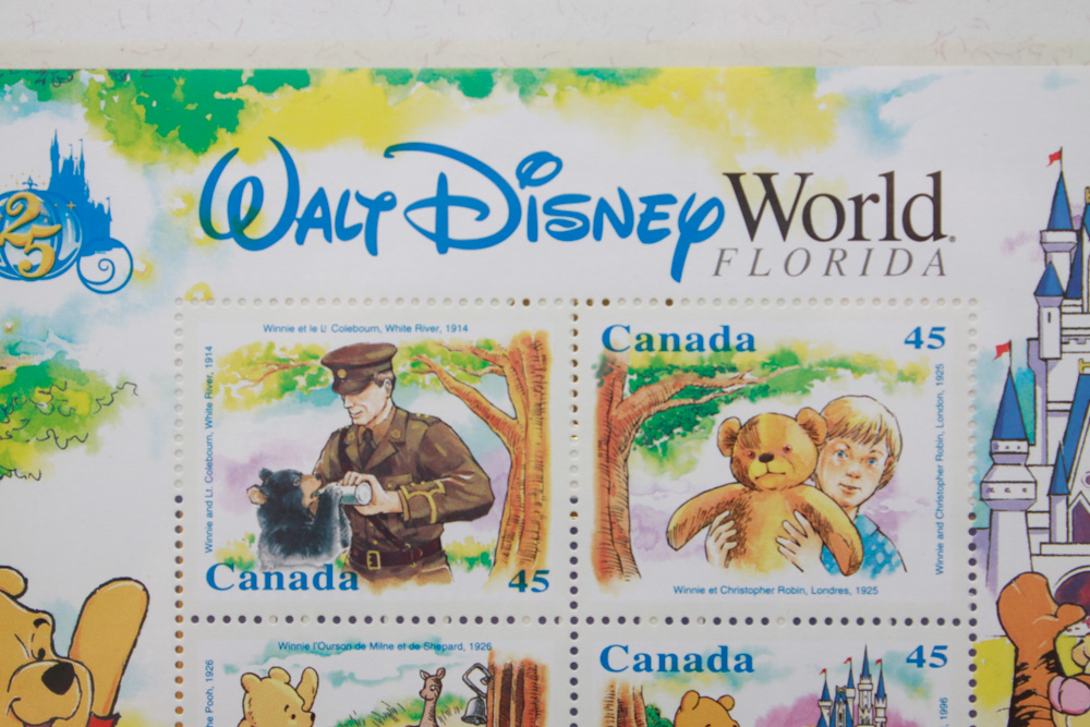 Framed Disney "Winnie the Pooh" Commemorative Canadian Stamp Set