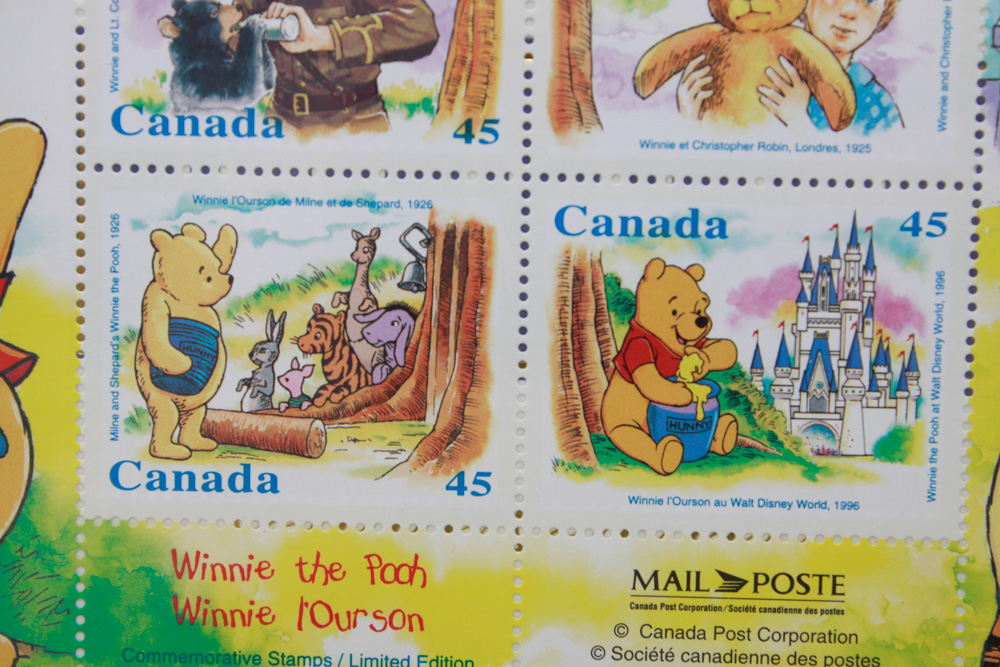 Framed Disney "Winnie the Pooh" Commemorative Canadian Stamp Set