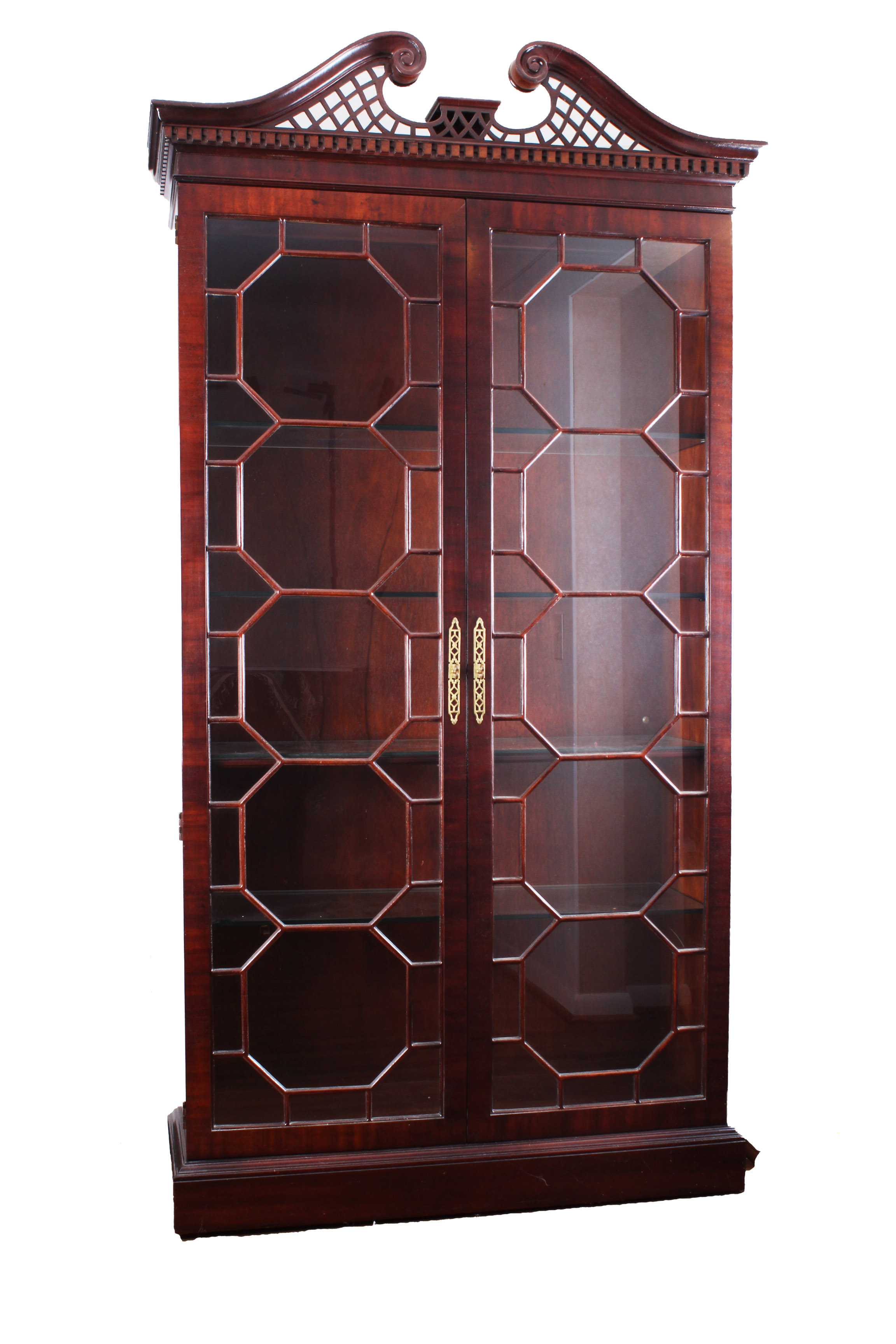 Mid Century Asian Style Mahogany Henredon China Hutch