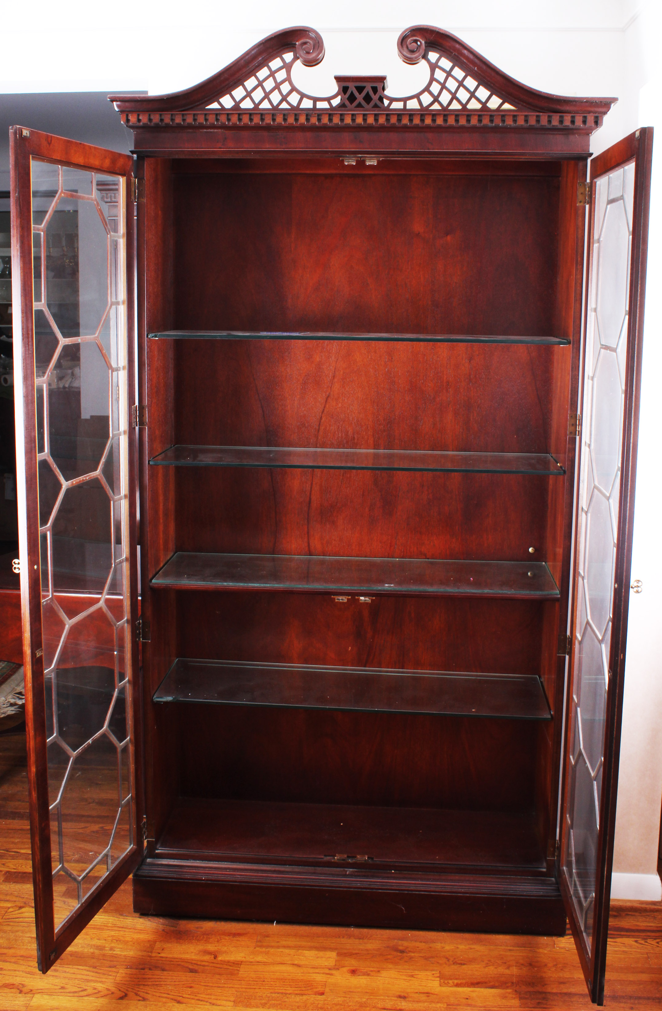 Mid Century Asian Style Mahogany Henredon China Hutch
