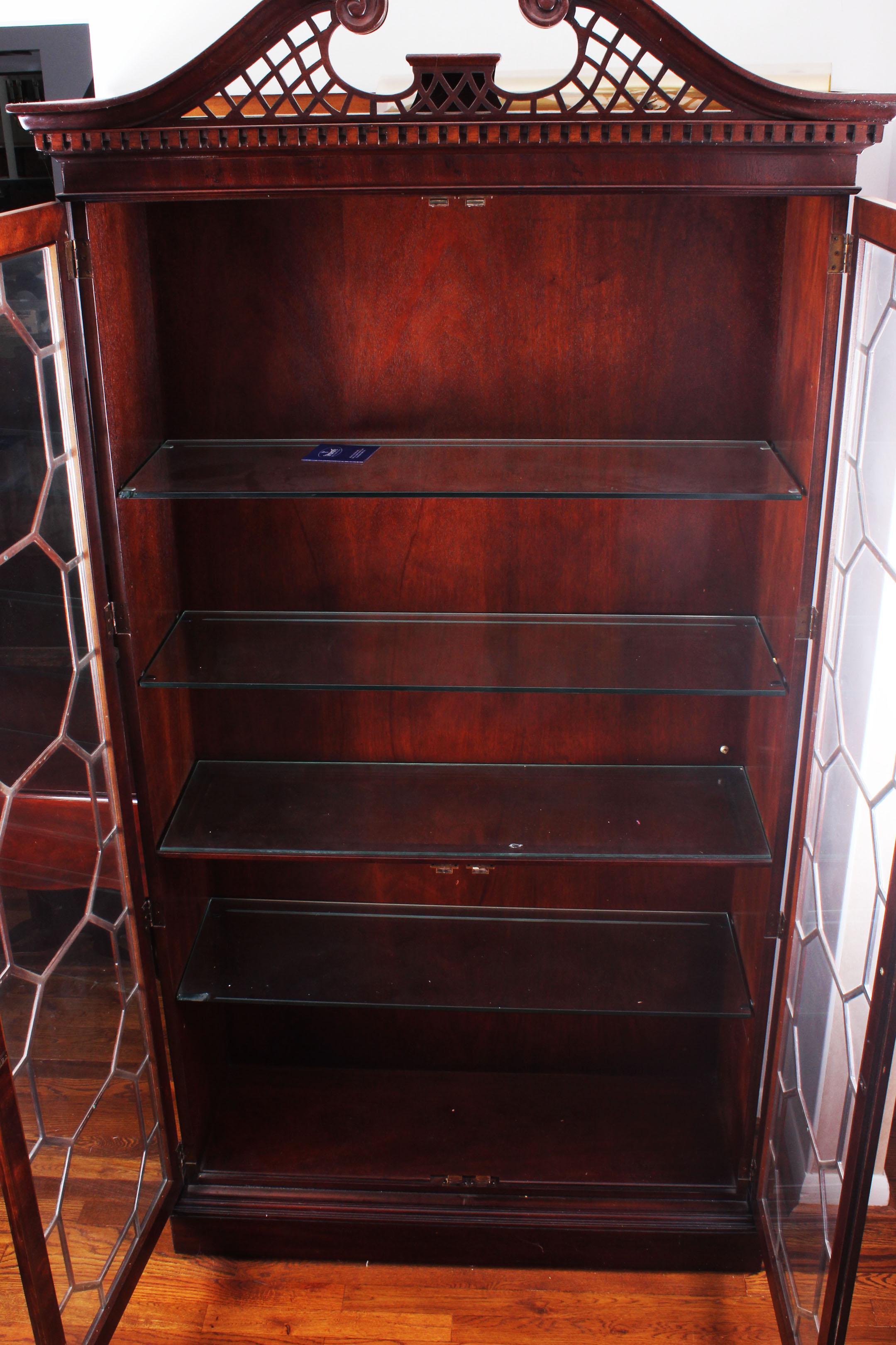 Mid Century Asian Style Mahogany Henredon China Hutch