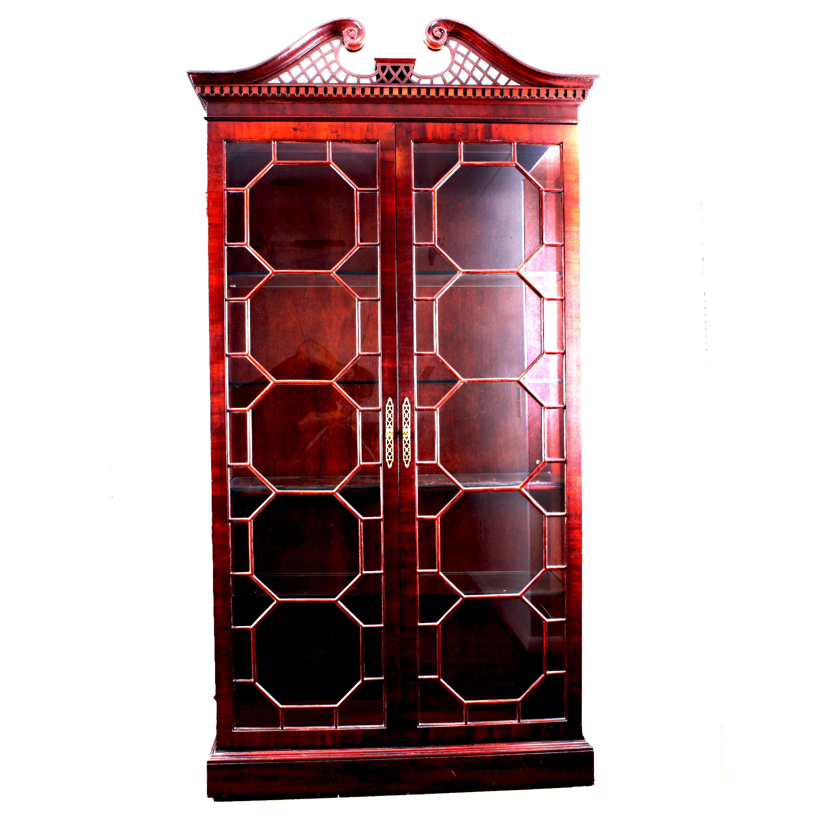 Mid Century Asian Style Mahogany Henredon China Hutch