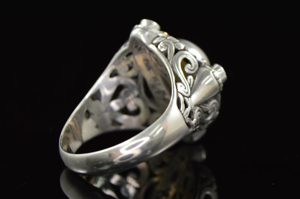 Robert Manse Sterling Silver 18K Gold Pearl and Semi-Precious Gemstone Ring