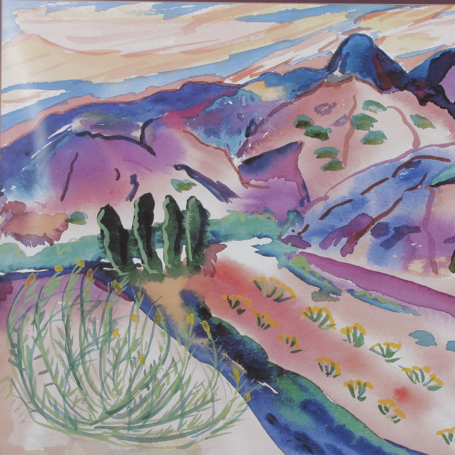 Modern Framed Watercolor Silkscreen Print