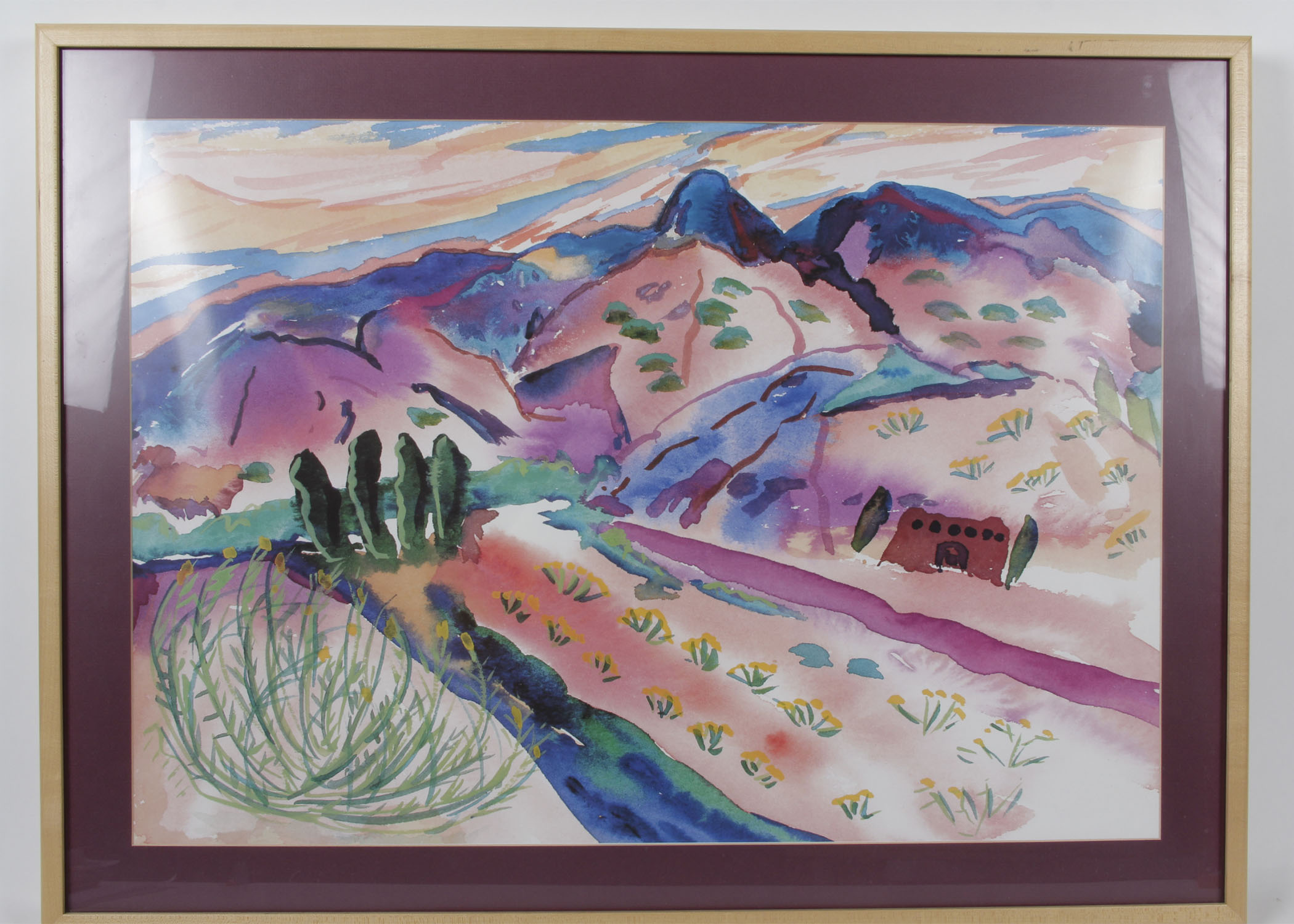 Modern Framed Watercolor Silkscreen Print