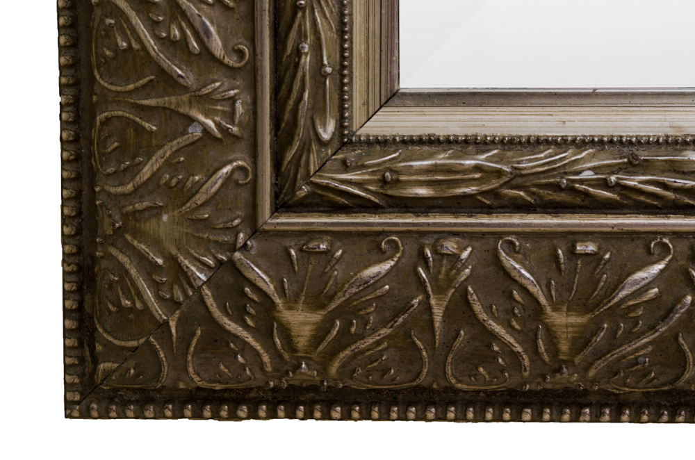 Foliate Silver Tone Wall Mirror
