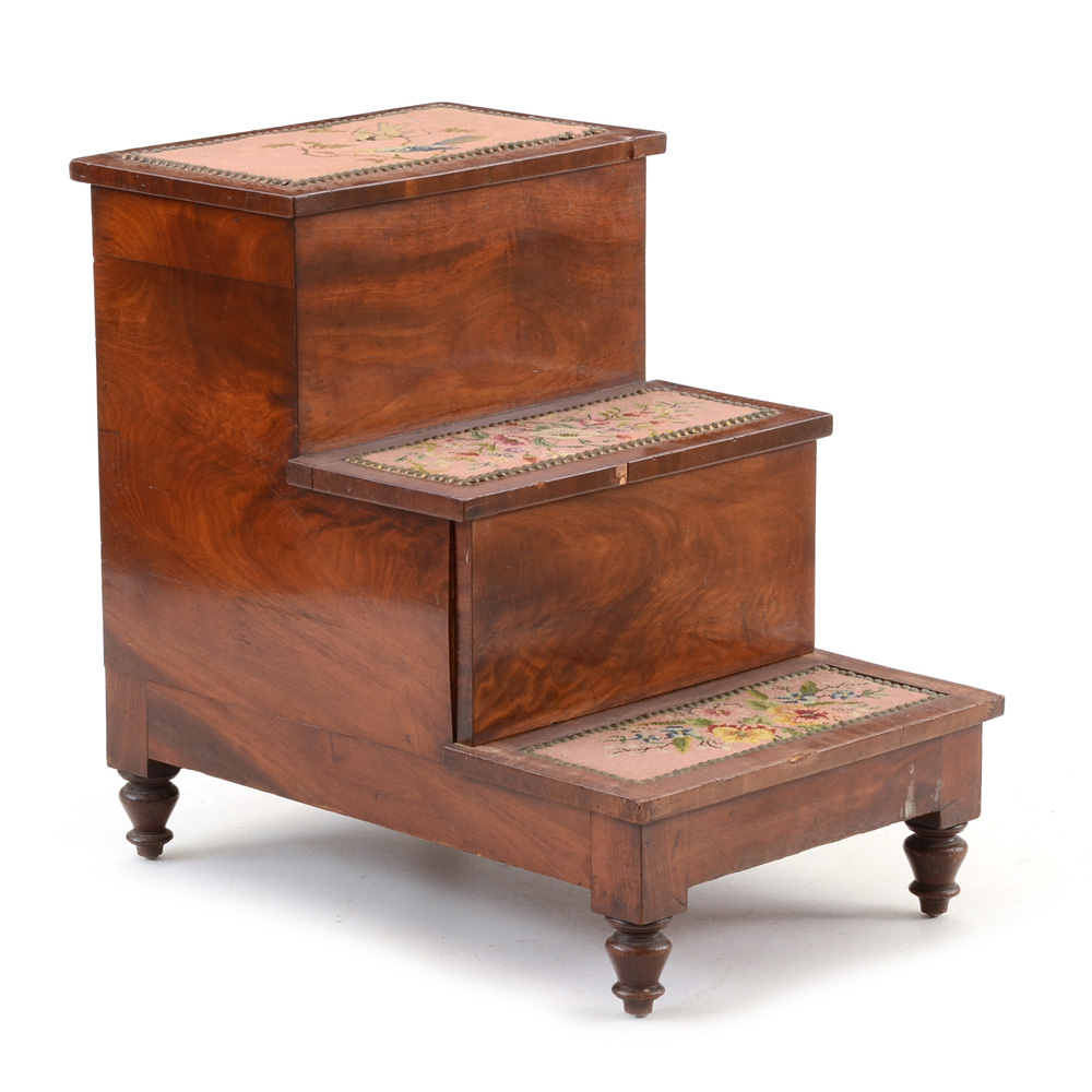 Victorian Wooden Bed Steps with Hidden Commode