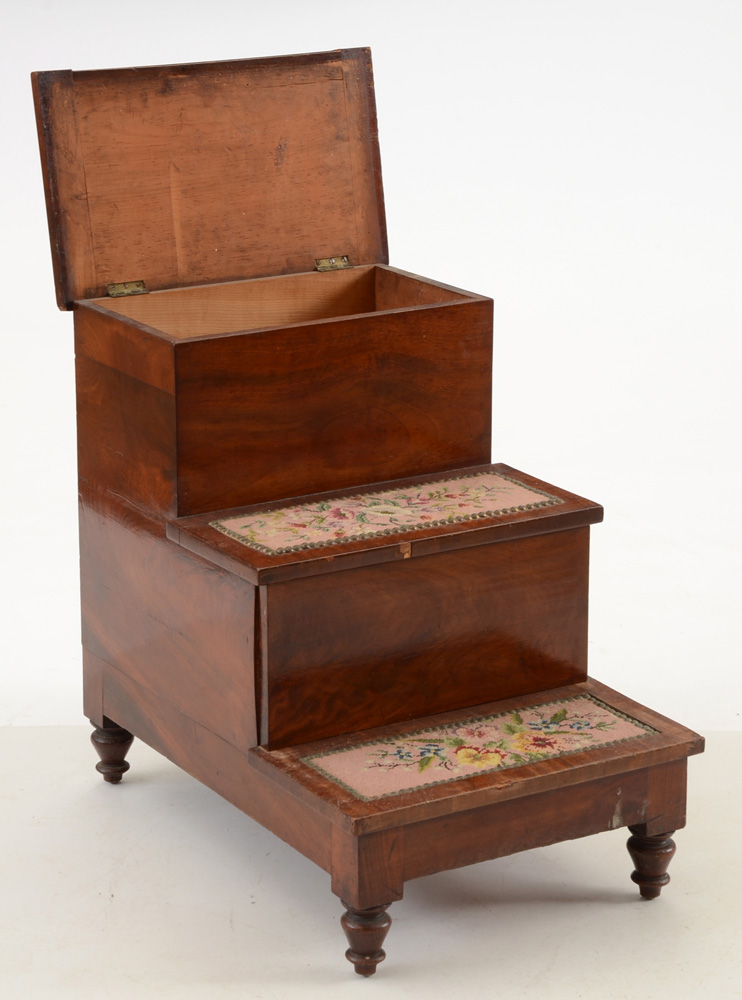 Victorian Wooden Bed Steps with Hidden Commode