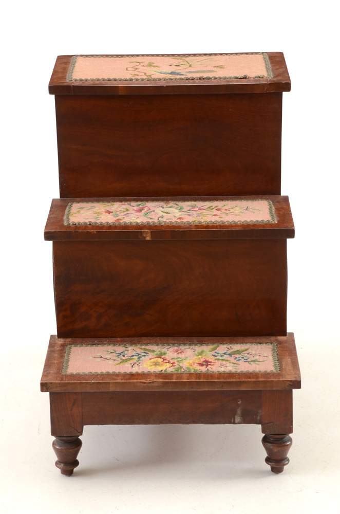 Victorian Wooden Bed Steps with Hidden Commode