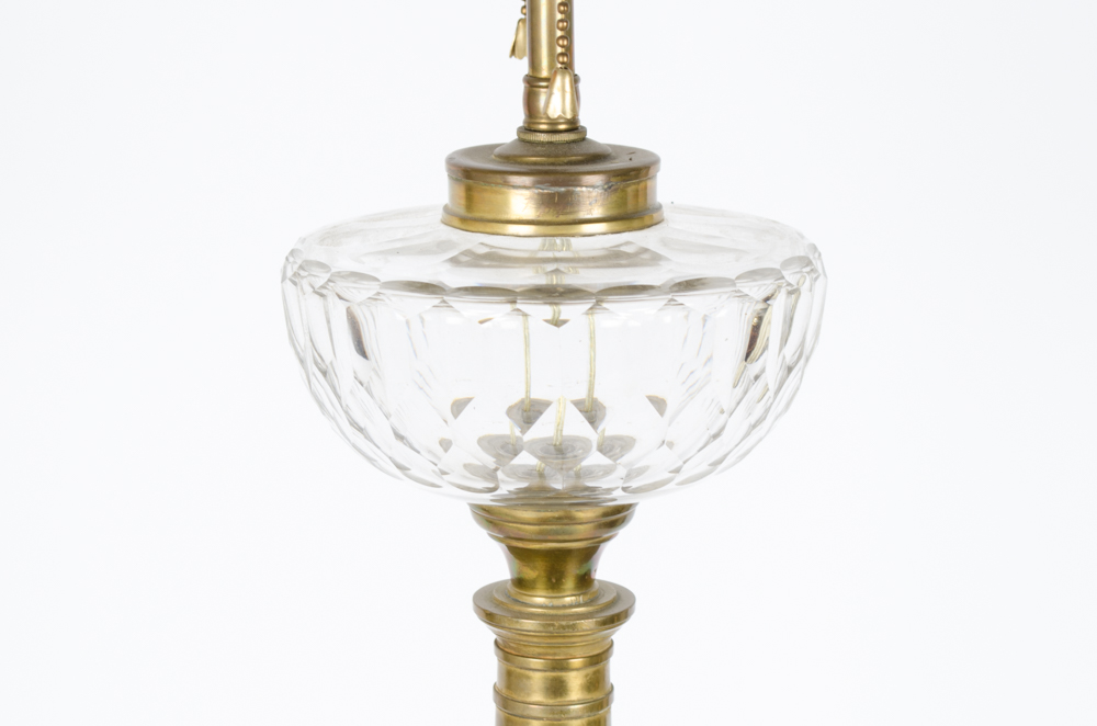 Vintage Brass And Crystal Lamp
