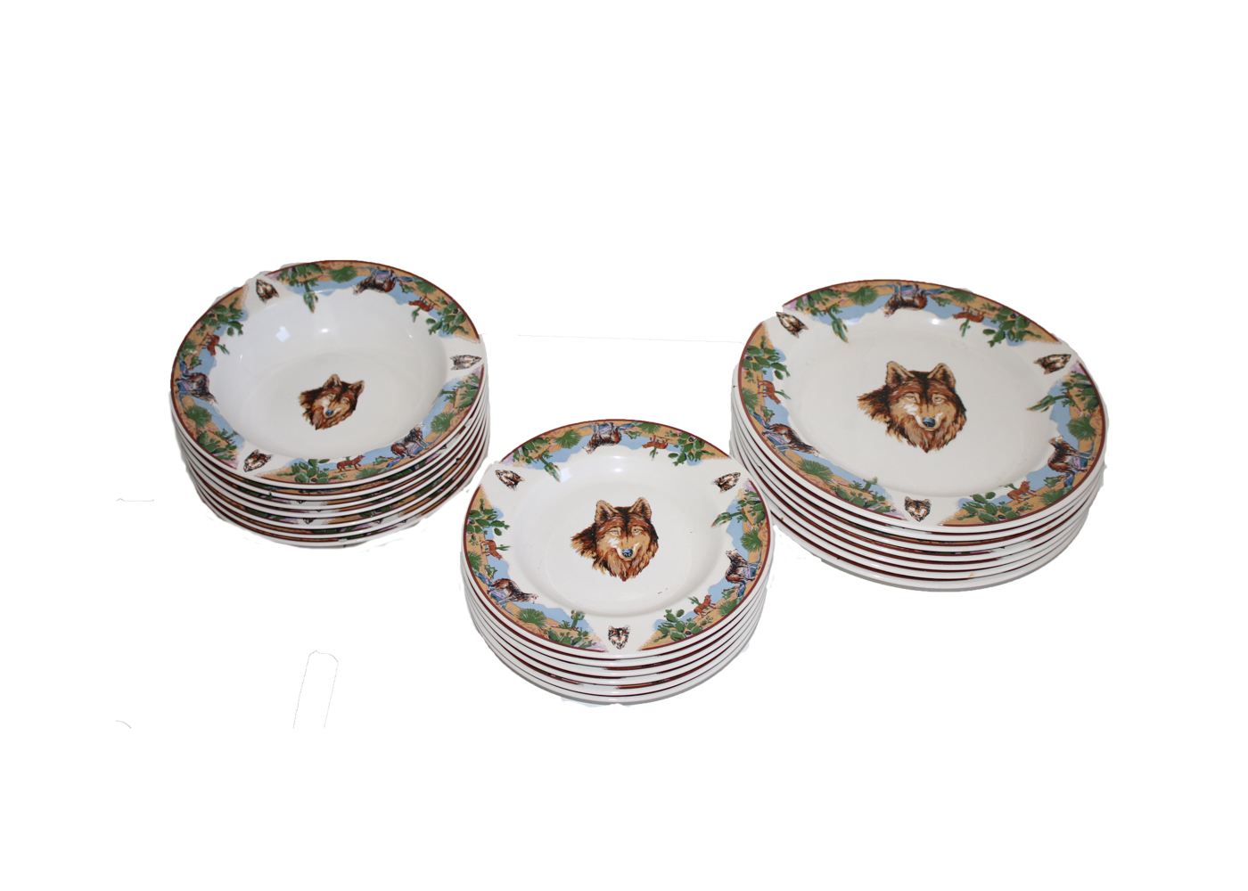 Tienshan Southwest Wolf Themed Plates