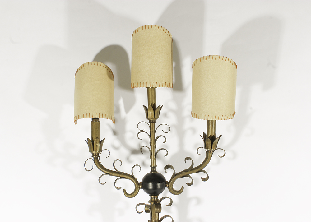 Pair of Acanthus Lamps with One Candlestick Lamp