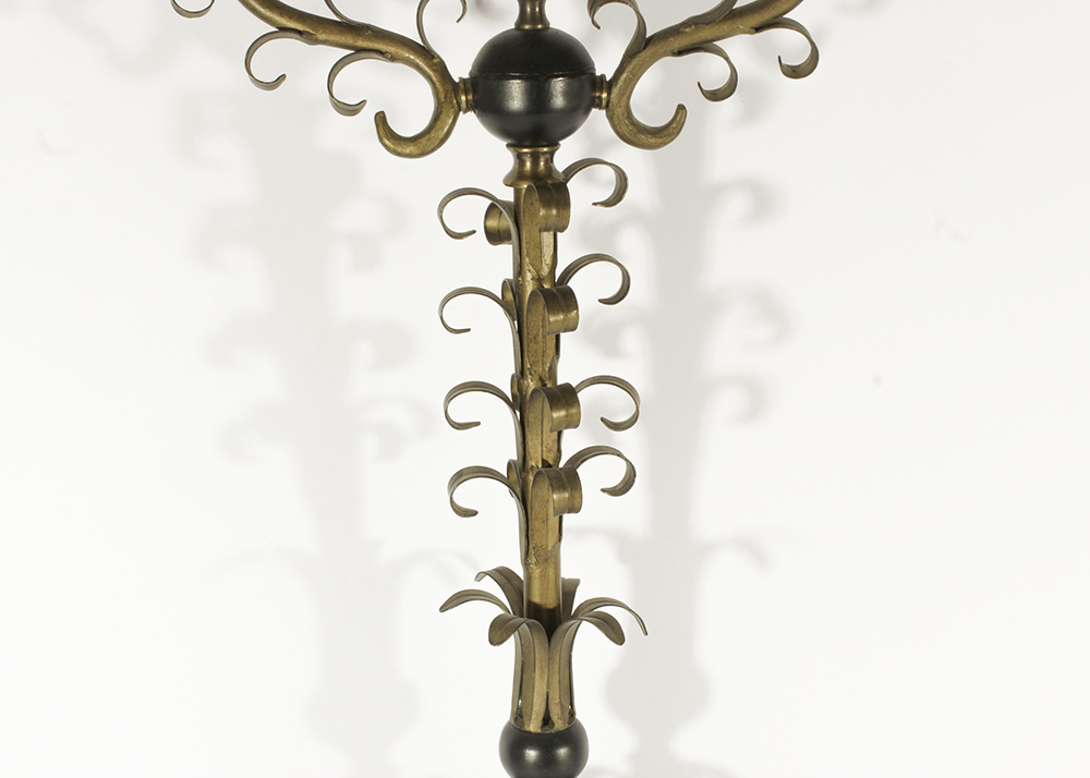 Pair of Acanthus Lamps with One Candlestick Lamp
