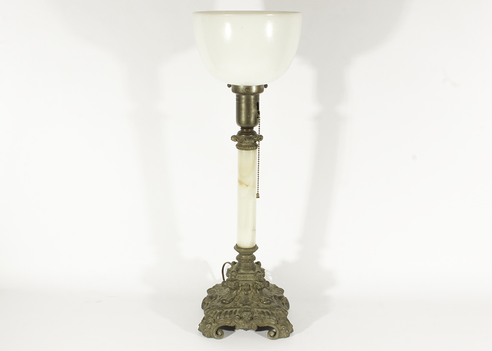 Pair of Acanthus Lamps with One Candlestick Lamp