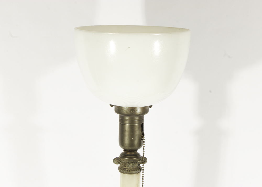 Pair of Acanthus Lamps with One Candlestick Lamp