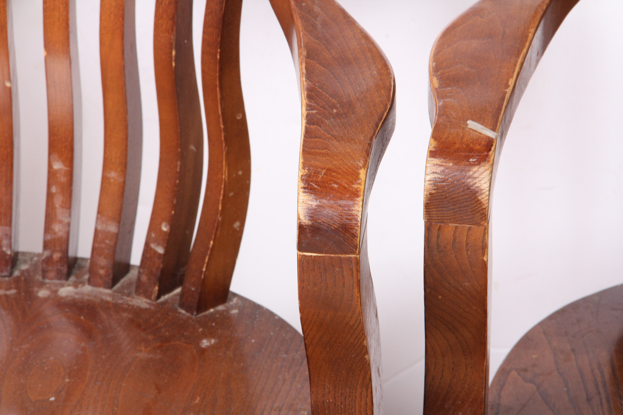 Collection of Four Oak Banker Chairs