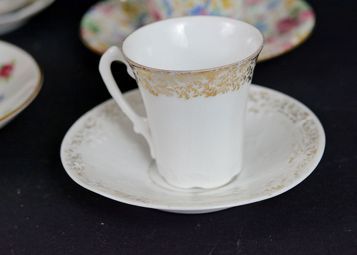 Eclectic Selection of Teacups and Saucers