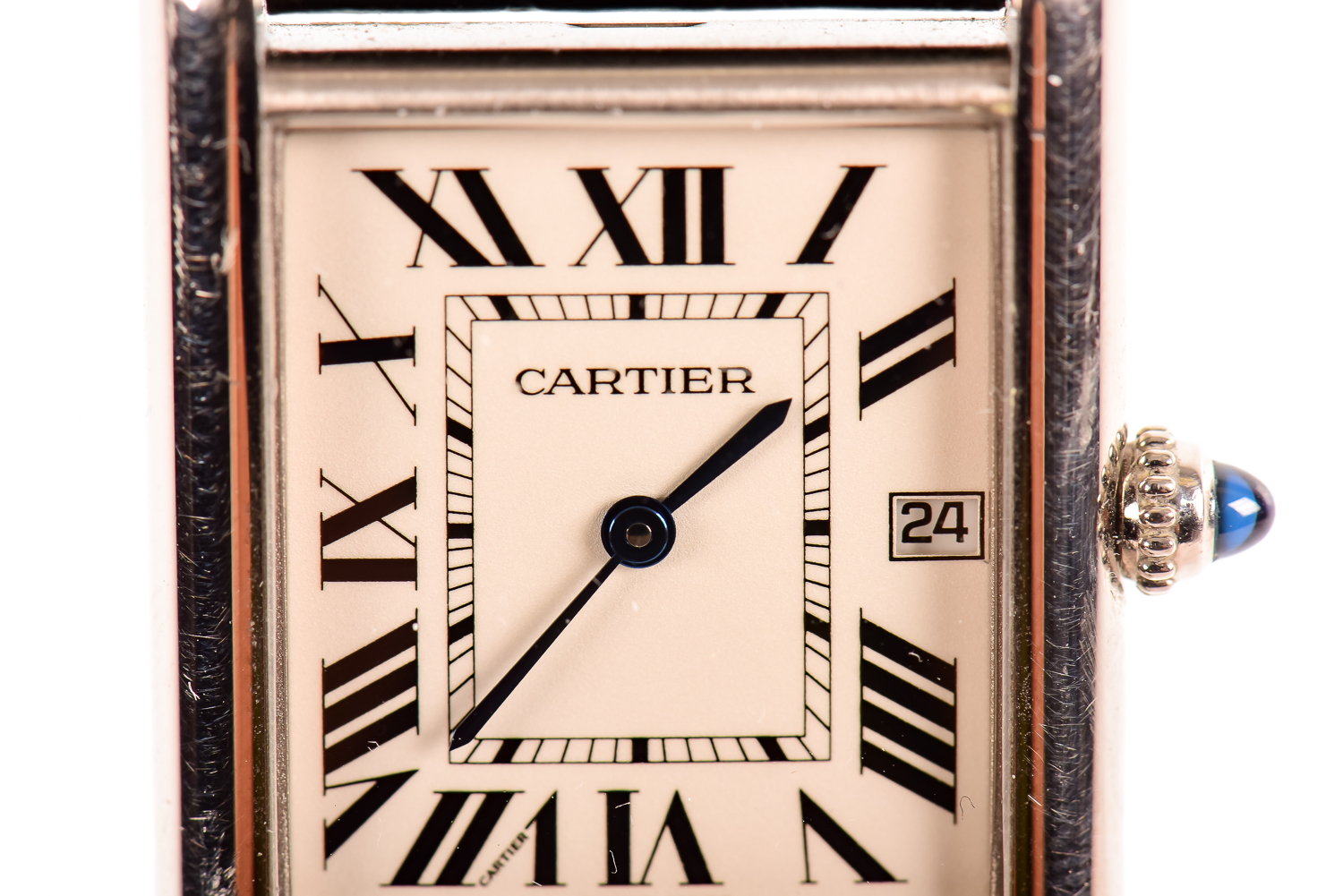 Cartier Classic Tank Watch 18k White Gold with Alligator Wristband