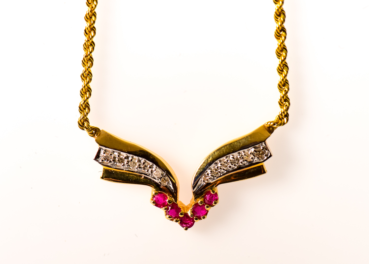 A Gold, Ruby and Diamond Necklace