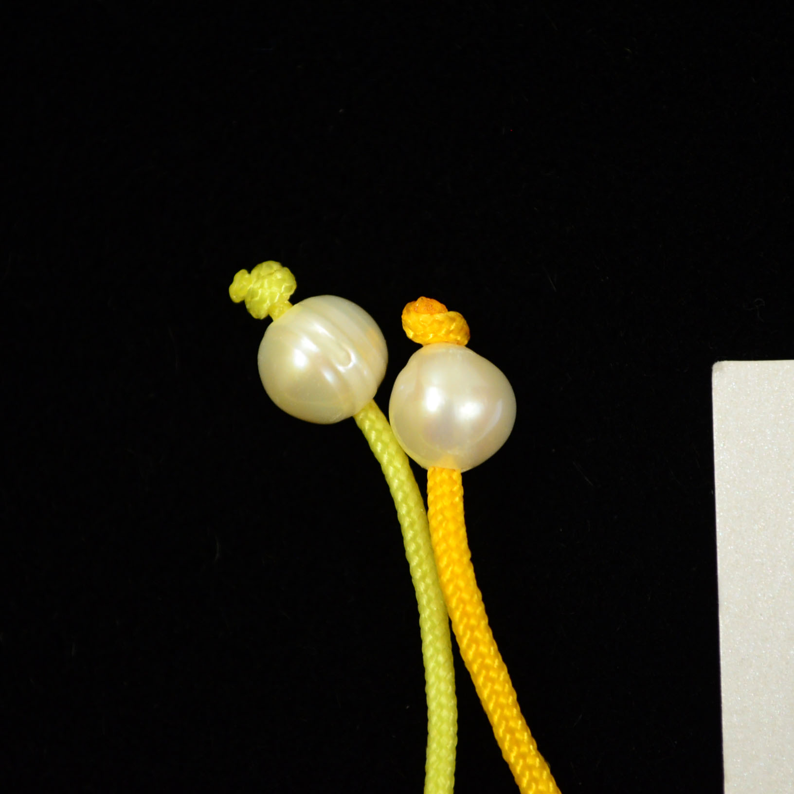 Yellow Paracord Bracelets with Baroque Pearls