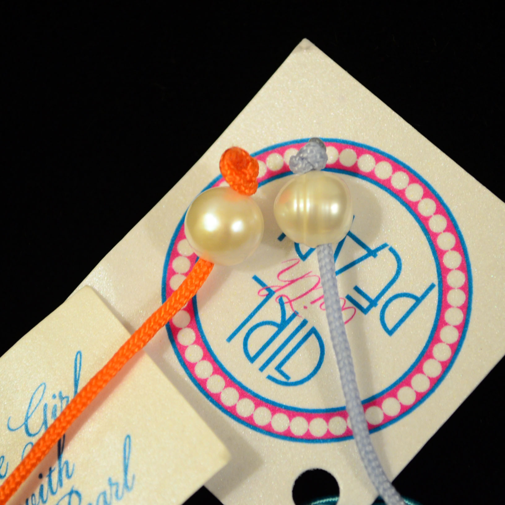 Orange and Sky Blue Paracord Bracelets with Baroque Pearls