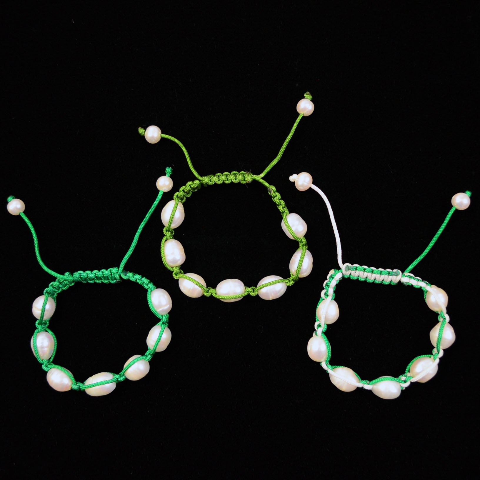 Trio of Paracord Bracelets with Baroque Pearls