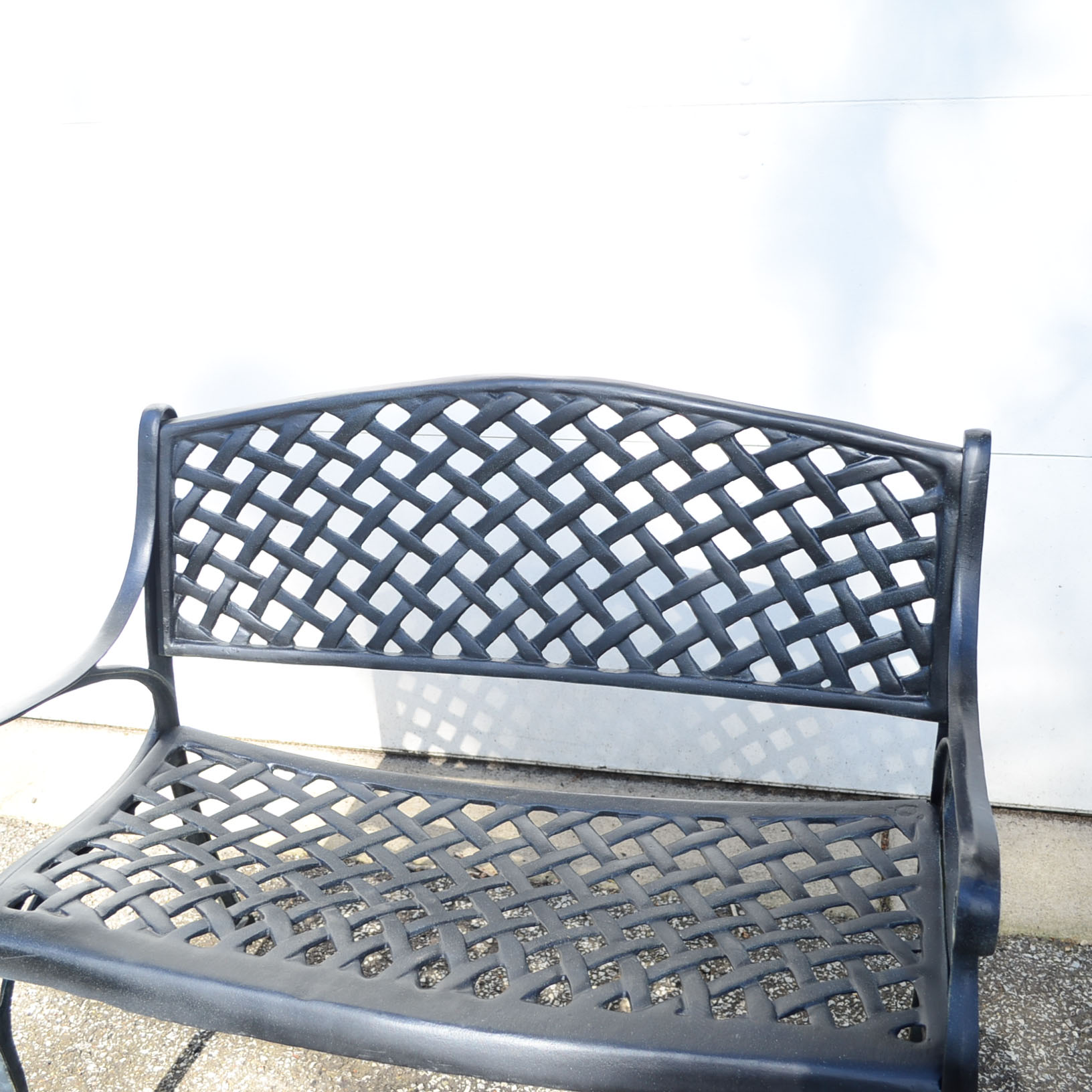 Black Metal Garden Bench and Table