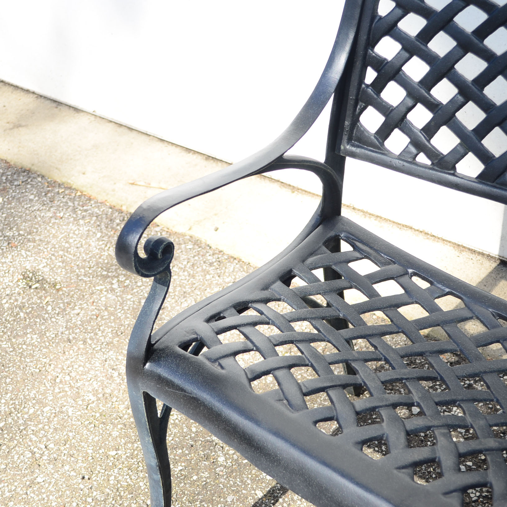 Black Metal Garden Bench and Table