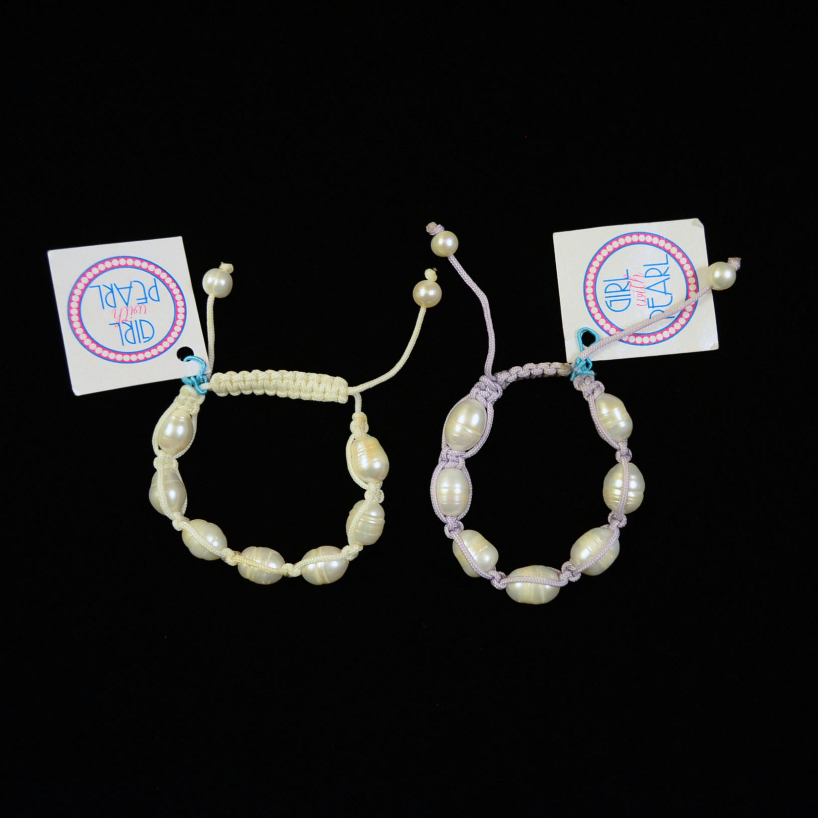 White Pearl and Cord Bracelets