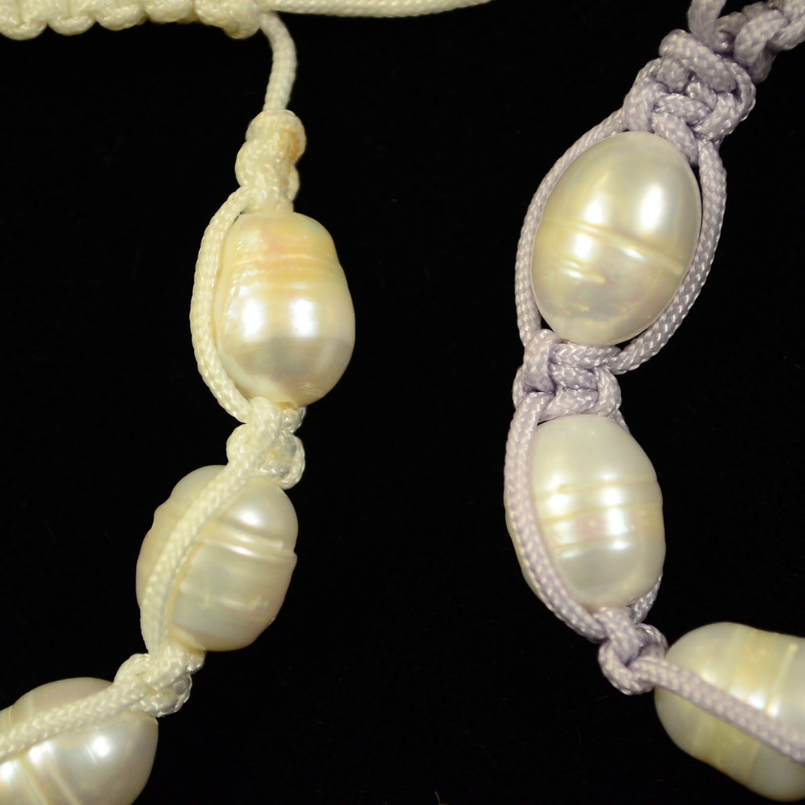 White Pearl and Cord Bracelets