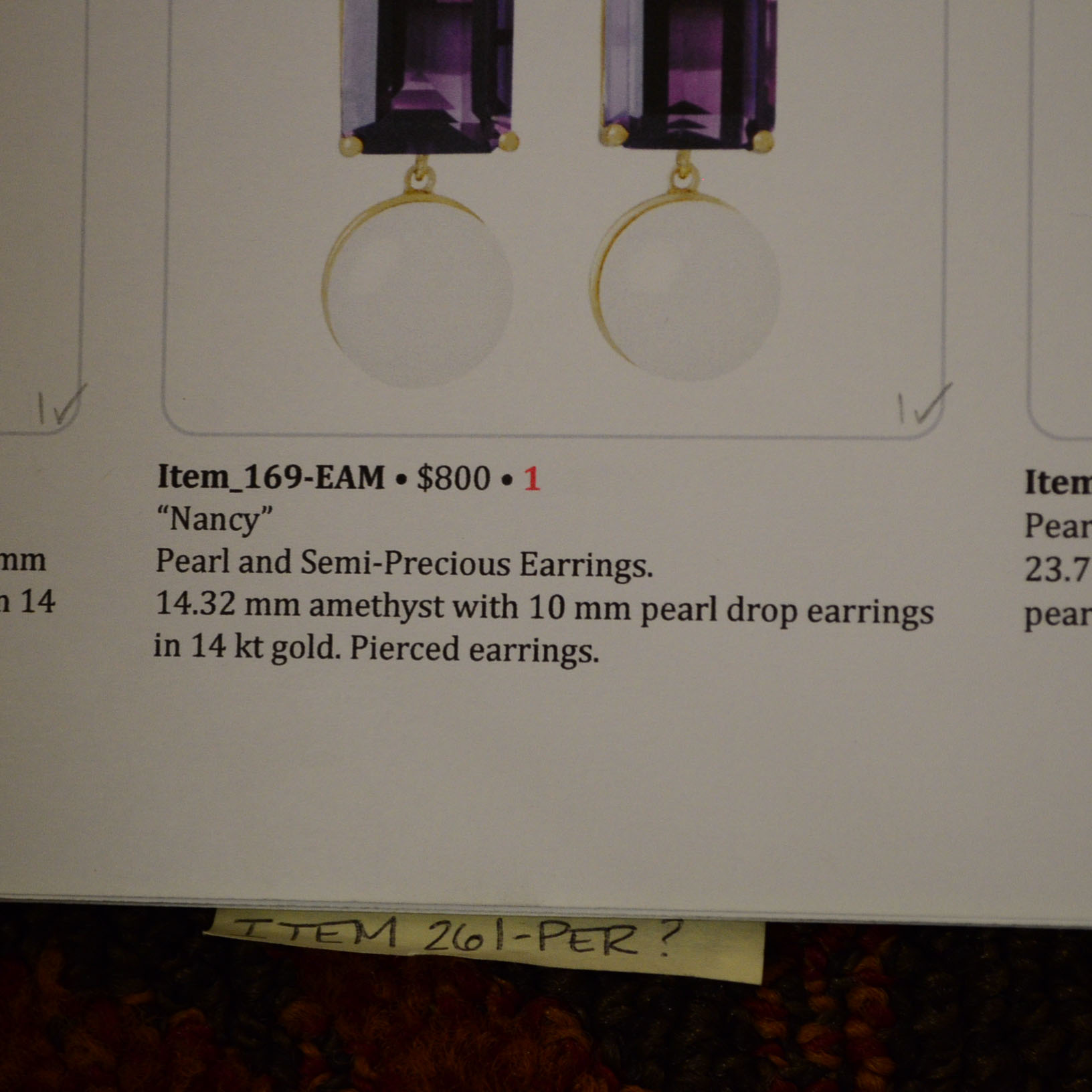 Amethyst and White Pearl Earrings