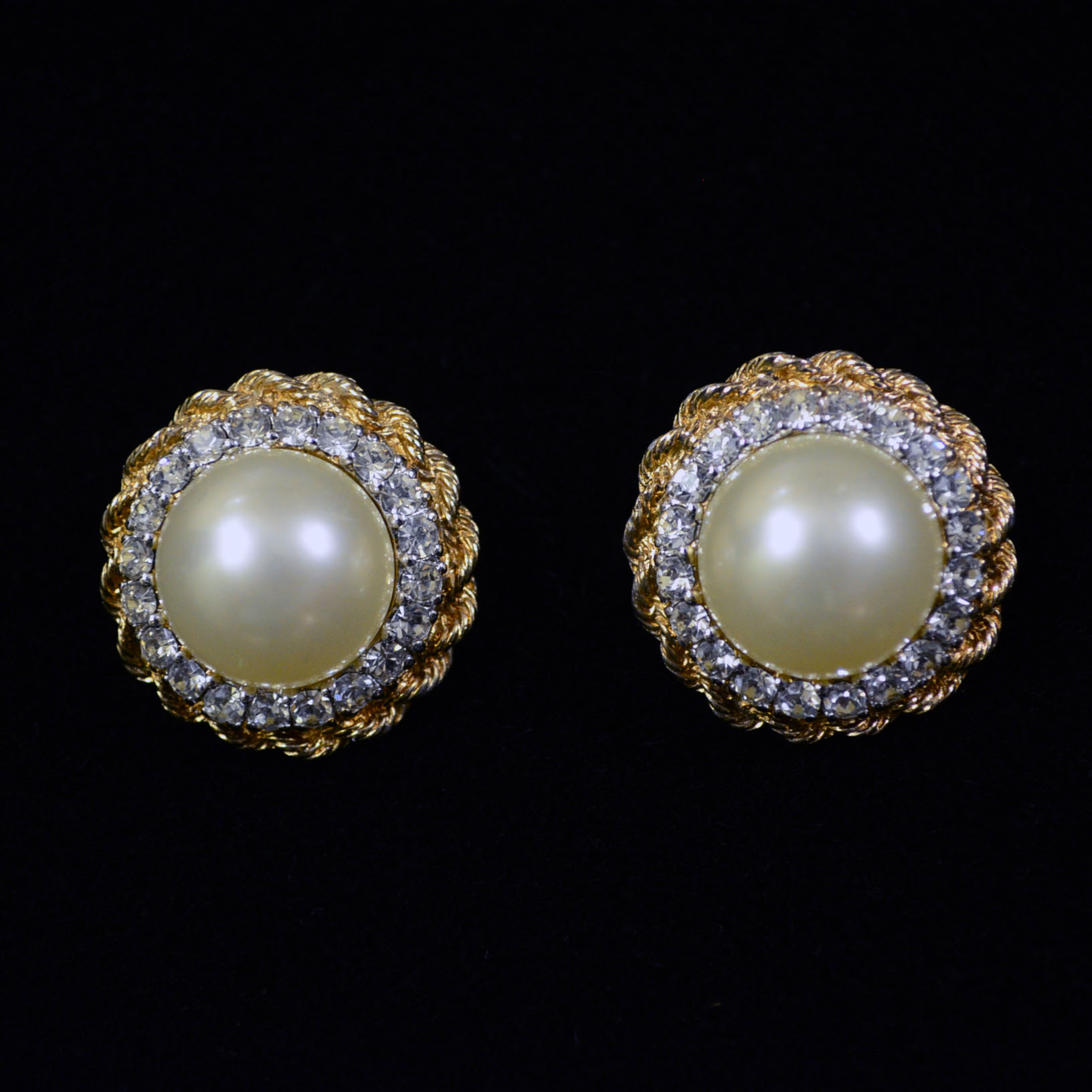 Two Pairs of Vintage Diner and Panetta Faux Pearl Unpierced Earrings