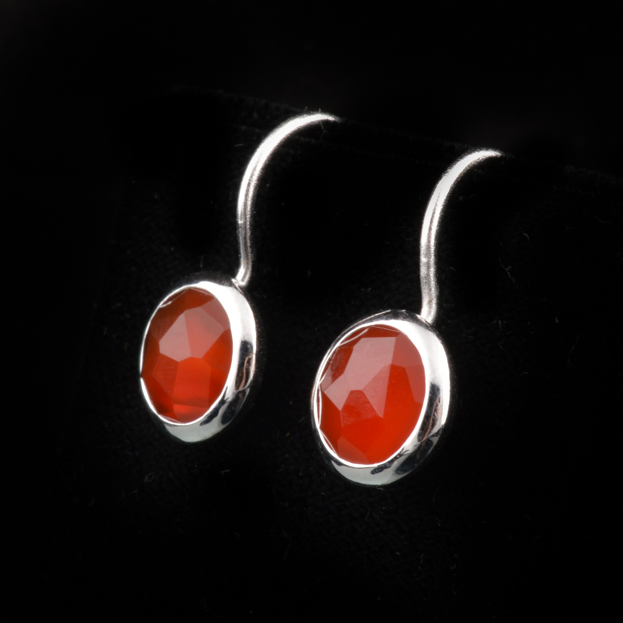 Bastian Sterling Silver and Red Agate Drop Earrings