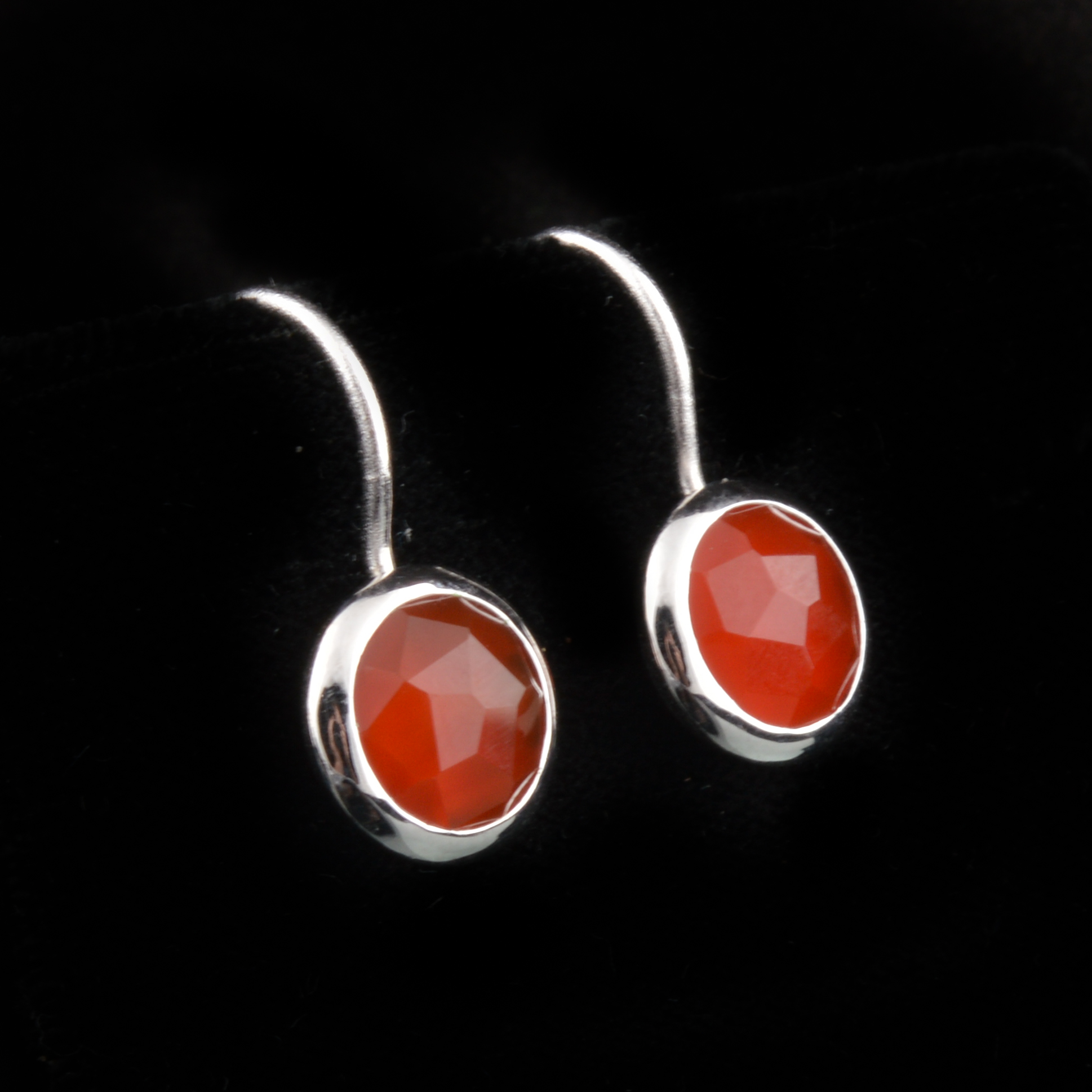 Bastian Sterling Silver and Red Agate Drop Earrings