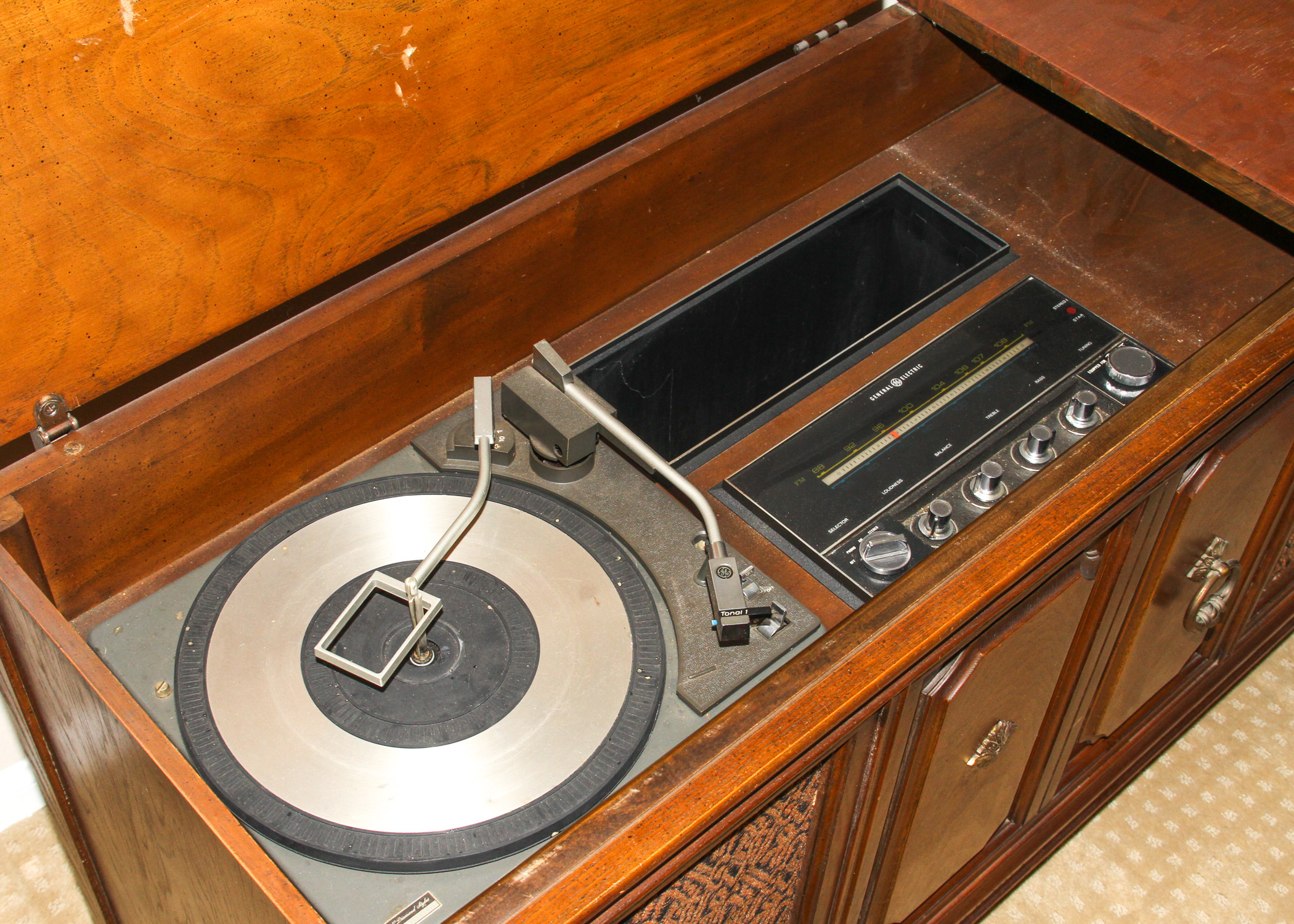Vintage General Electric Record Console Table
