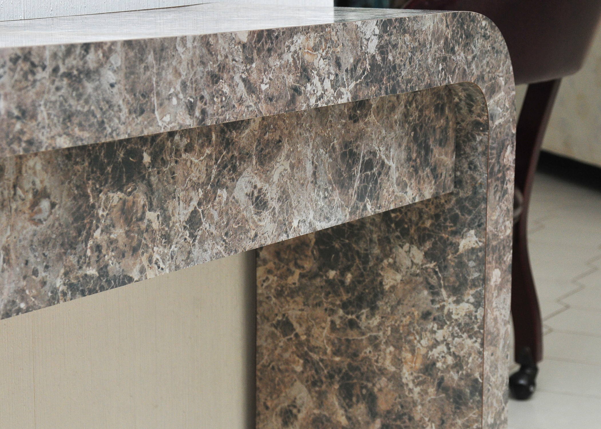 Faux Marble Veneer Console Table