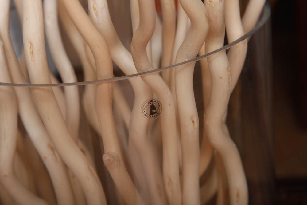 Pair of Large Glass Vases and Decorative Sticks