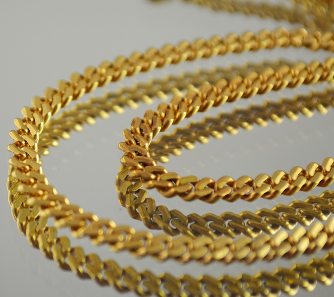 14K Yellow Gold 20" Heavy Flat Link Solid Necklace