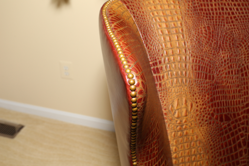 Genuine Alligator Leather Wing Back Chair