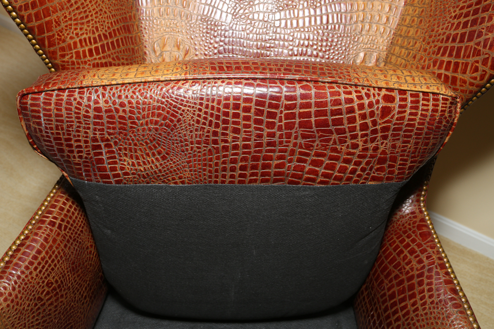 Genuine Alligator Leather Wing Back Chair