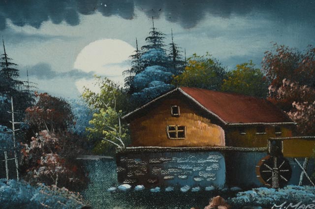 M. Martin Original Oil on Canvas Night Landscape