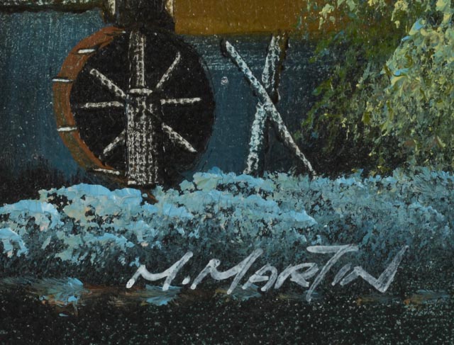 M. Martin Original Oil on Canvas Night Landscape