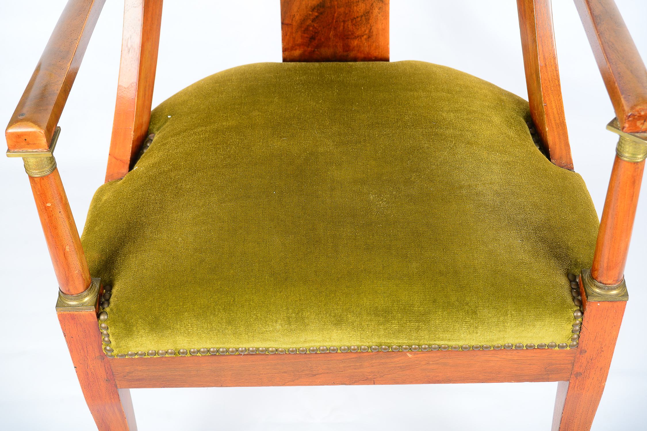 Pair of Antique French Empire Walnut Armchairs