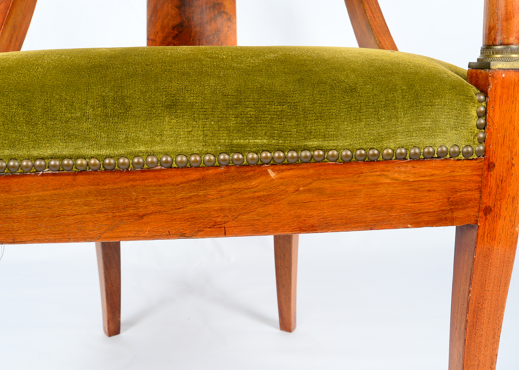 Pair of Antique French Empire Walnut Armchairs