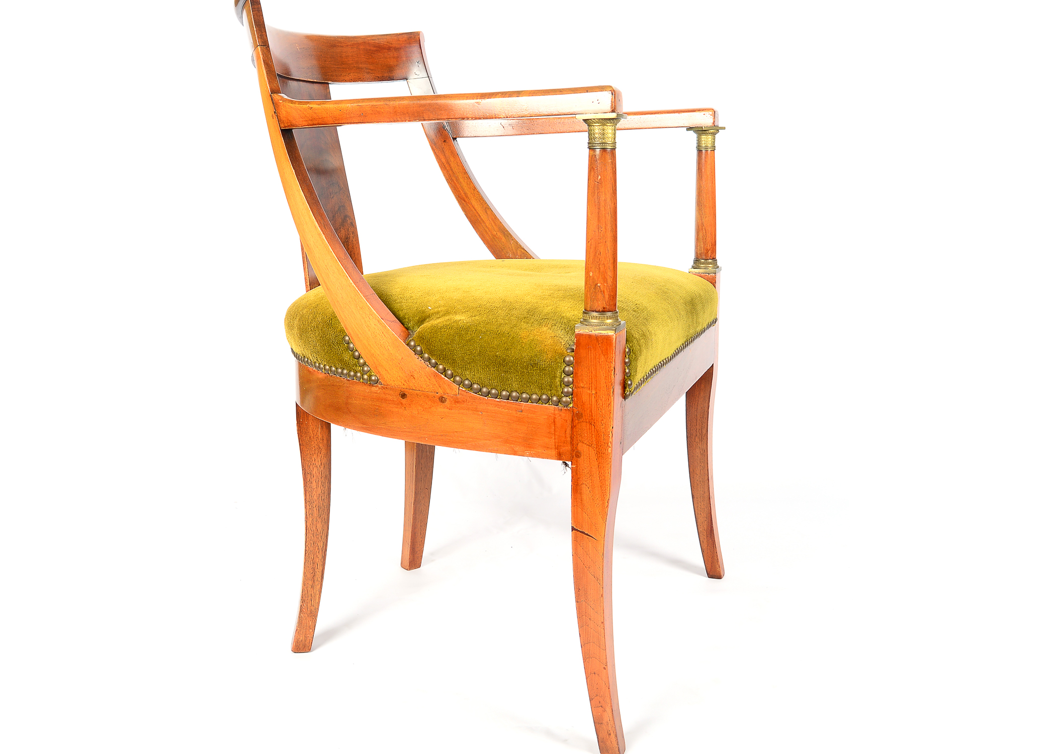 Pair of Antique French Empire Walnut Armchairs