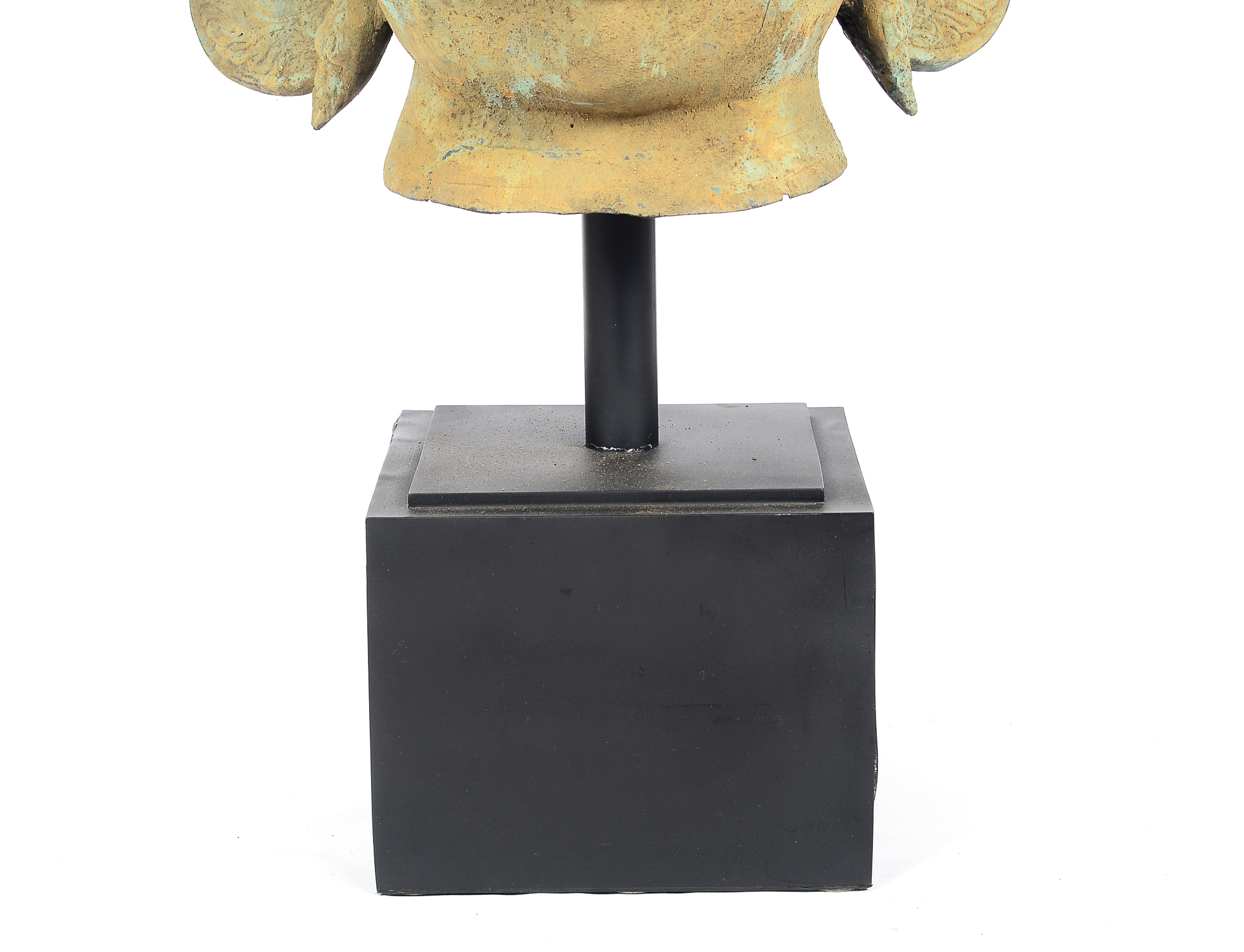 Bronze Tara Head Statue on Display Stand